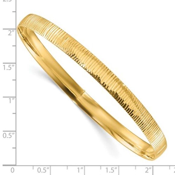 Sterling Silver Gold Tone Diamond Cut Bangle - Picture 3 of 3